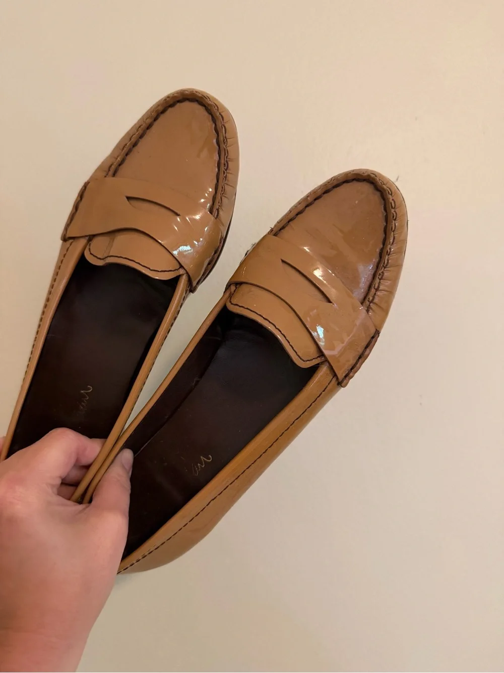 Cole Haan Tan Patent Leather Penny Loafers | size 9
